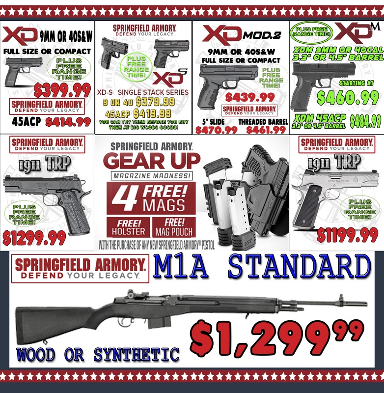 Springfield Armory firearms - 2017 Memorial Day Sale at Big Woods Goods